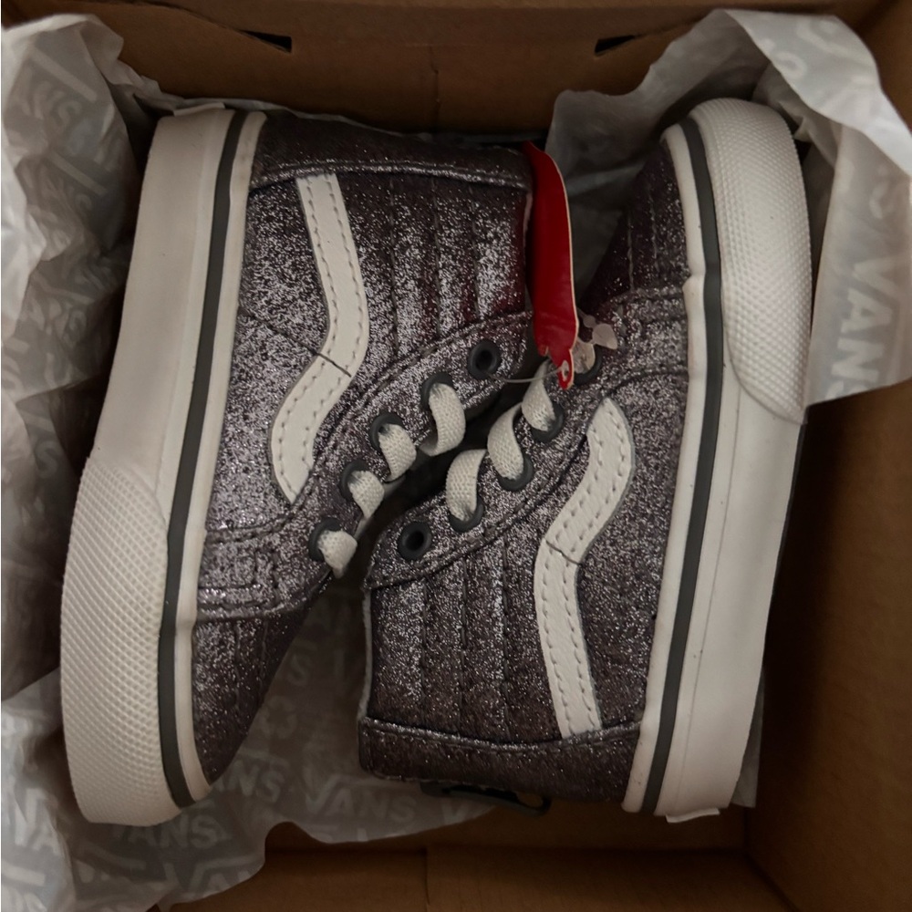 Vans Kids Sparkly High-Top Sneakers - Silver and White